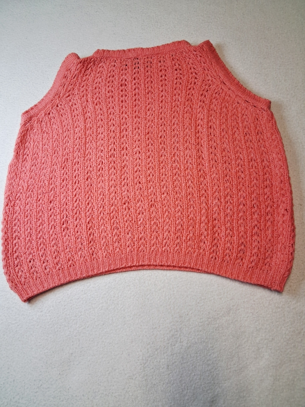 4/20$ 75% Wool 25% Silk Vintage Women’s Coral Cold-Shoulder Knit Sweater - Picture 6 of 8